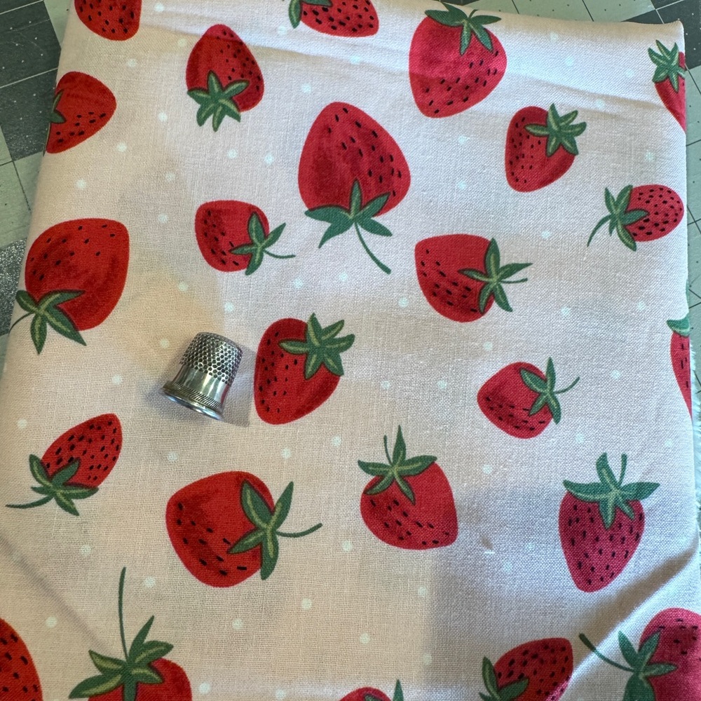 Strawberry Print Fabric cotton with pink background 1 yard